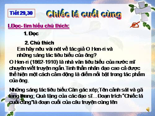 Bài 8. Chiếc lá cuối cùng