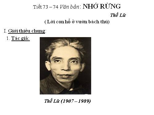 Bài 18. Nhớ rừng