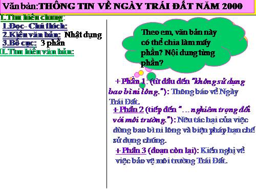Bài 10. Thông tin về Ngày Trái Đất năm 2000