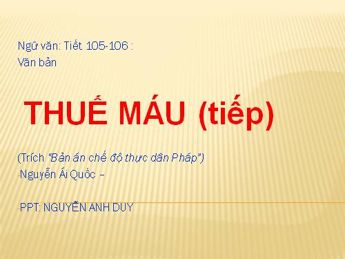 Bài 26. Thuế máu