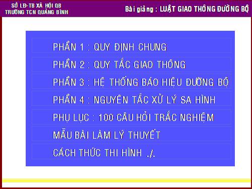 GD CD: STGT Luật giao thông đường bộ.