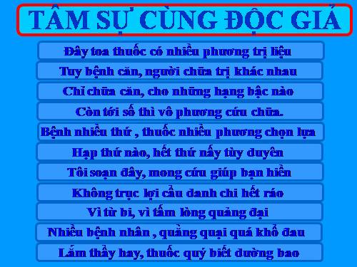 TÂM SỰ CÙNG ĐỘC GIẢ