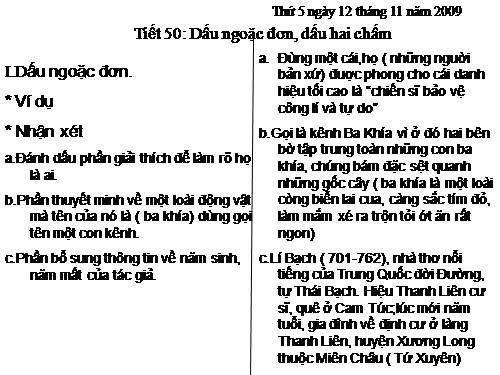 Bài 13. Dấu ngoặc đơn và dấu hai chấm