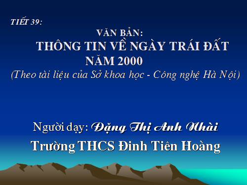 Bài 10. Thông tin về Ngày Trái Đất năm 2000