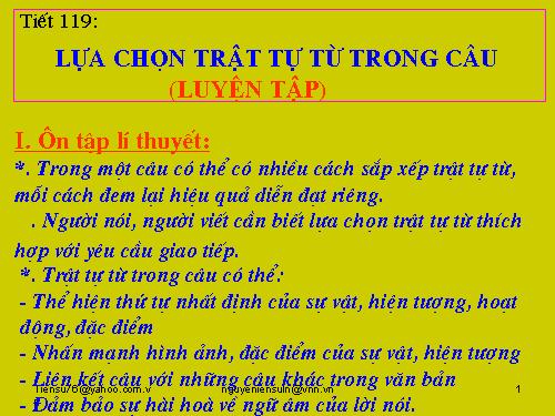 Bài 29. Lựa chọn trật tự từ trong câu (luyện tập)