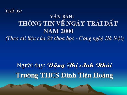 Bài 10. Thông tin về Ngày Trái Đất năm 2000