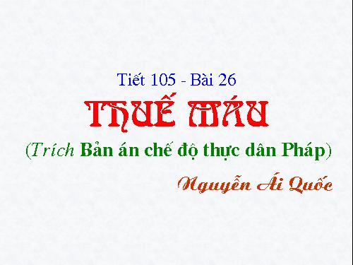 Bài 26. Thuế máu