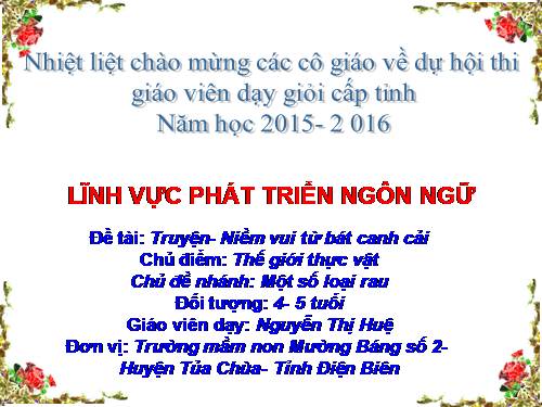 giáo án niềm vui từ bát canh cải lớp 4 tuổi