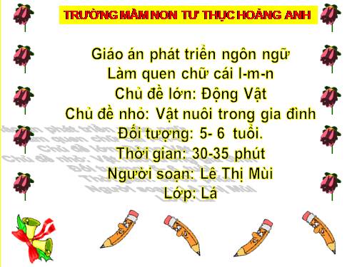 Làm quen chữ cái l, m, n