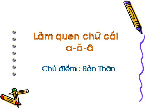 làm quen chữ cái a ă â