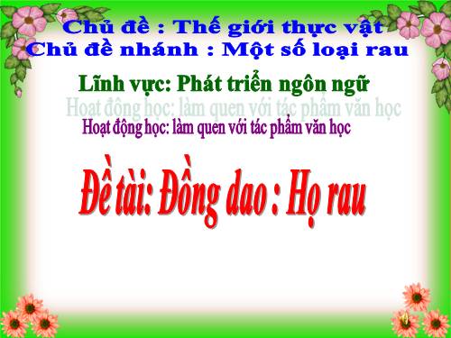 giáo án đồng dao họ rau