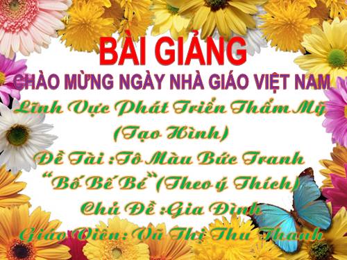 bài giảng điện tử môn tạo hình Mn4 tuổi tô màu tranh bố bế em bé