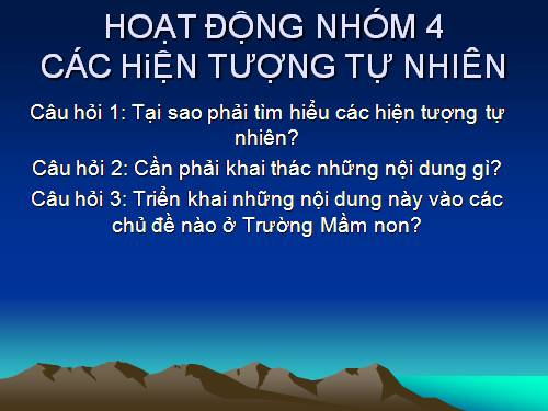 MẠNG HOẠT ĐỘNG CỦA CHỦ ĐIỂM HIỆN TƯỢNG TỰ NHIÊN