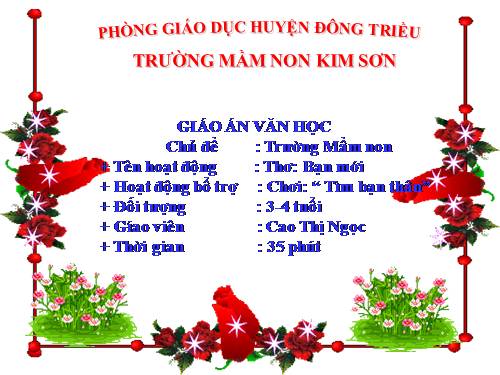 thơ BẠN MỚI 3-4 TUOI