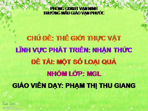 NỘT SỐ LOẠI QUẢ