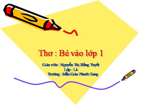 thơ bé vào lớp 1