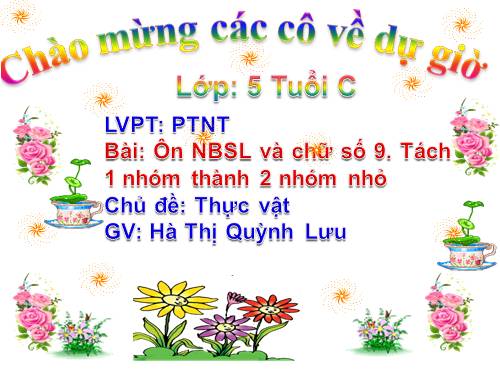 Toán: Đếm đến 9, chia số lượng 9 thành 2 nhóm nhỏ