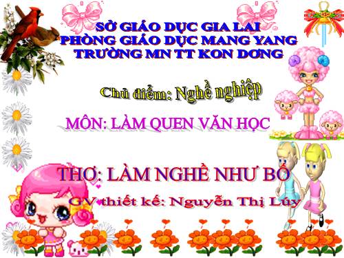 PTNN CHỦ ĐỀ NN. THƠ. Làm nghề như bố