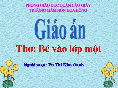 thơ: Bé vào lớp một