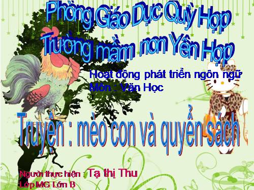 chủ đề trường mầm non PTNN truyện mèo con và quyển  sách