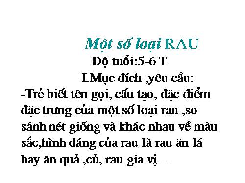 Một số loại rau