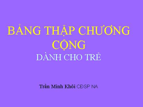 BẢNG THẬP CHƯƠNG CỘNG CHO TRẺ