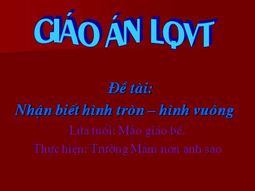 Be lam quen voi Toan - Hinh Vuong, Hinh tron