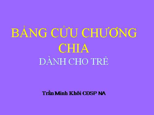 BẢNG CỬU CHƯƠNG CHIA DÀNH CHO TRẺ