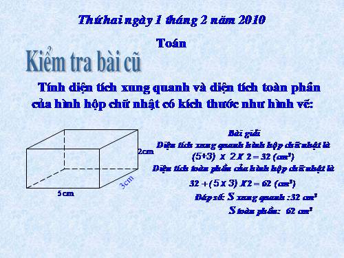 Diện tích xung quanh và diện tích toàn phần của hình hộp chữ nhật