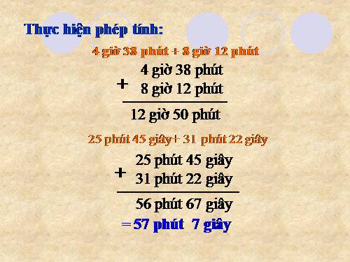 Trừ số đo thời gian