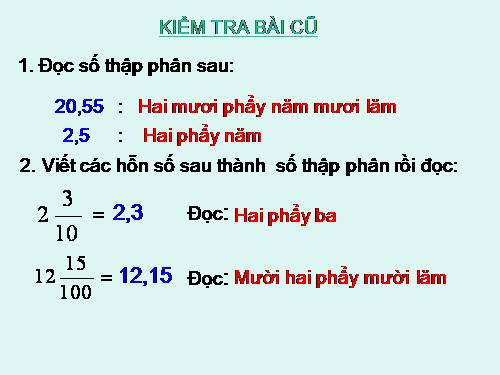 Hàng của số thập phân. Đọc, viết số thập phân