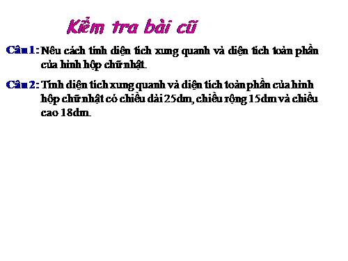 Diện tích xung quanh và diện tích toàn phần của hình lập phương