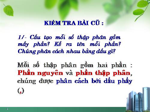 Hàng của số thập phân. Đọc, viết số thập phân