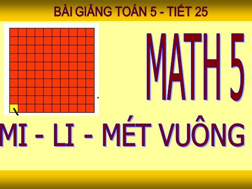 Mi - li - mét vuông. Bảng đơn vị đo diện tích