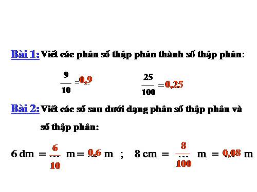 Khái niệm số thập phân (tiếp theo)