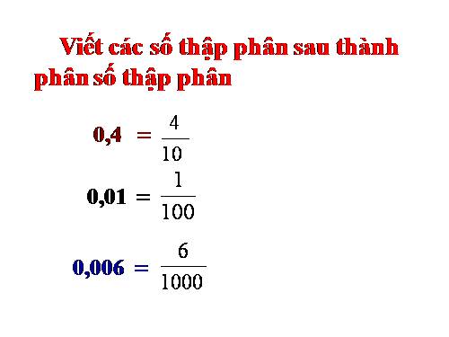 Hàng của số thập phân. Đọc, viết số thập phân