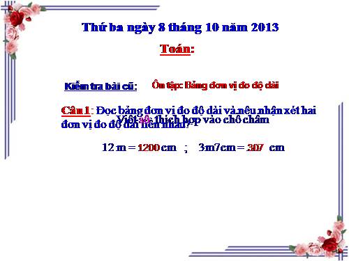 Ôn tập: Bảng đơn vị đo độ dài