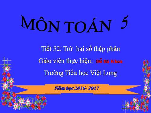 Trừ hai số thập phân