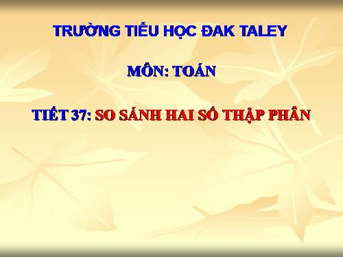 So sánh hai số thập phân