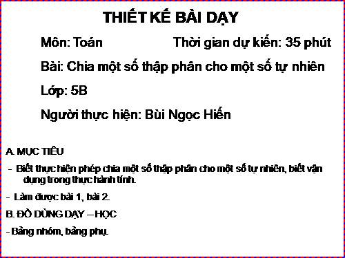 Chia một số thập phân cho một số tự nhiên
