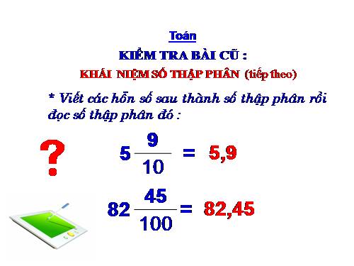 Hàng của số thập phân. Đọc, viết số thập phân