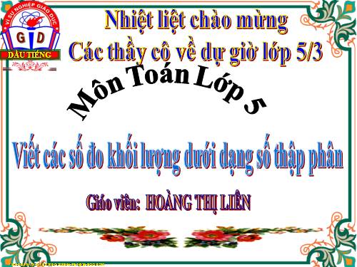 Viết các số đo khối lượng dưới dạng số thập phân