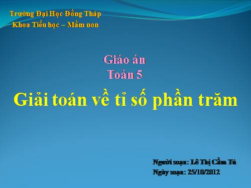 Giải toán về tỉ số phần trăm