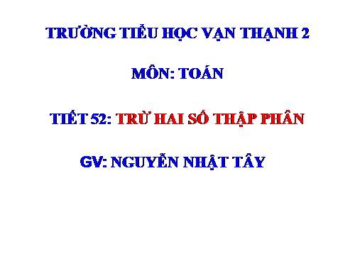 Trừ hai số thập phân