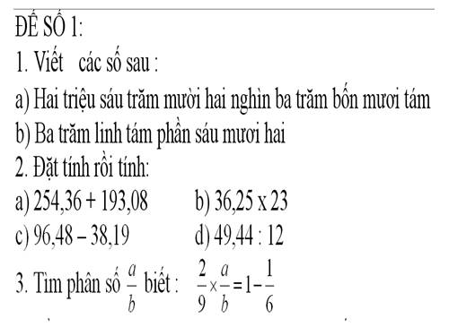 ĐỀ LUYỆN THI HẾT TIỂU HỌC 1