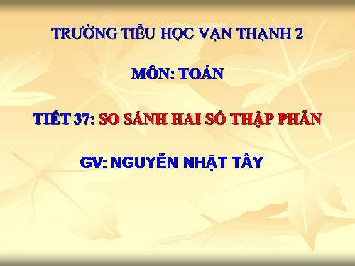 So sánh hai số thập phân