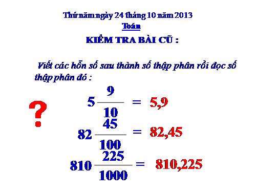 Hàng của số thập phân. Đọc, viết số thập phân