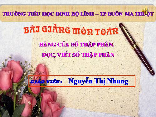 Hàng của số thập phân. Đọc, viết số thập phân