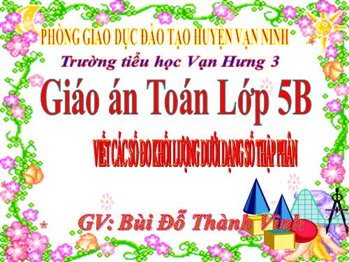 Viết các số đo khối lượng dưới dạng số thập phân