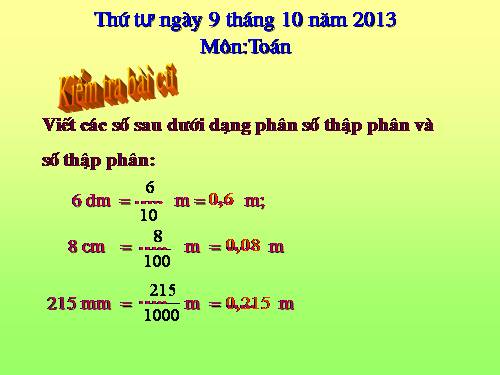 Khái niệm số thập phân (tiếp theo)